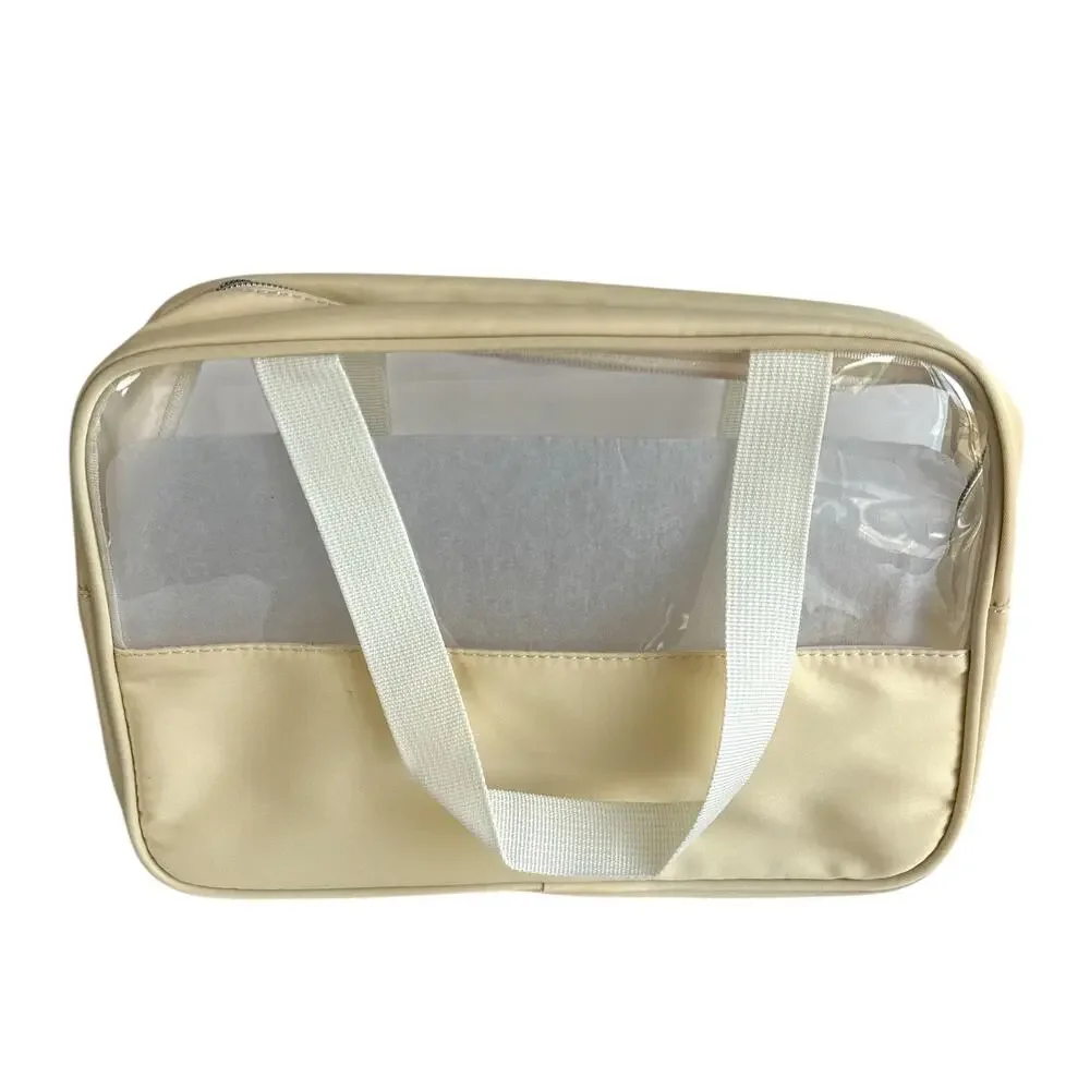 Preppy Clear MAMA Makeup Bag Large Travel Cosmetic Tote Chenille Patch NEW